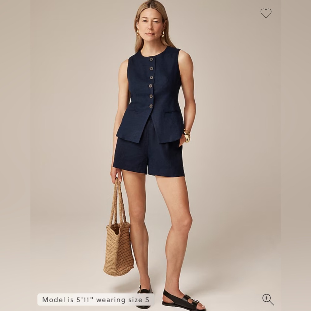 J.Crew 3" Stratus Short in Linen, Navy
